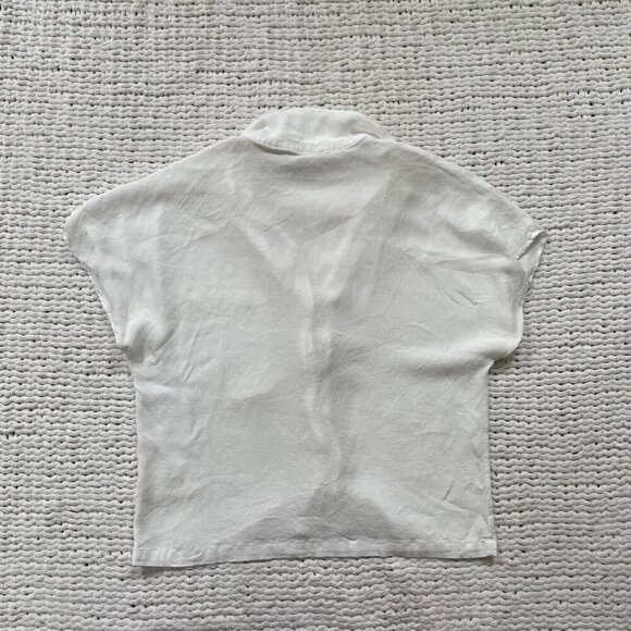 Wilfred Free White Crepe Button Up Shirt - Size Large - Picture 3 of 4